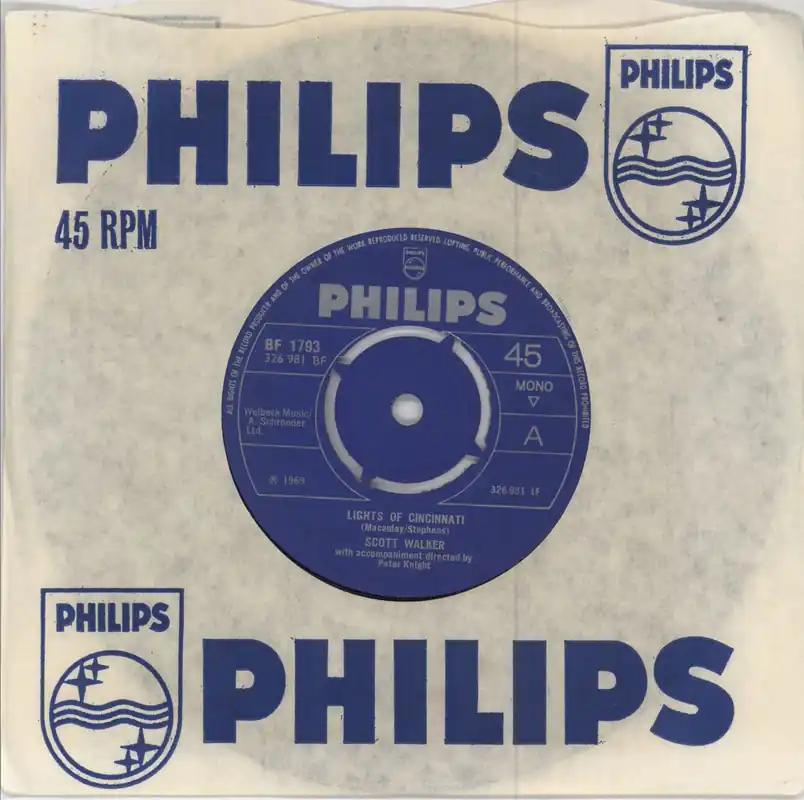 Bargain Scott Walker Lights Of Cincinnati- 4pr - Archive UK 7" vinyl