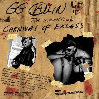 Top Rated GG ALLIN and the CRIMINAL QUARTET Carnival Of Excess CD, very good plus