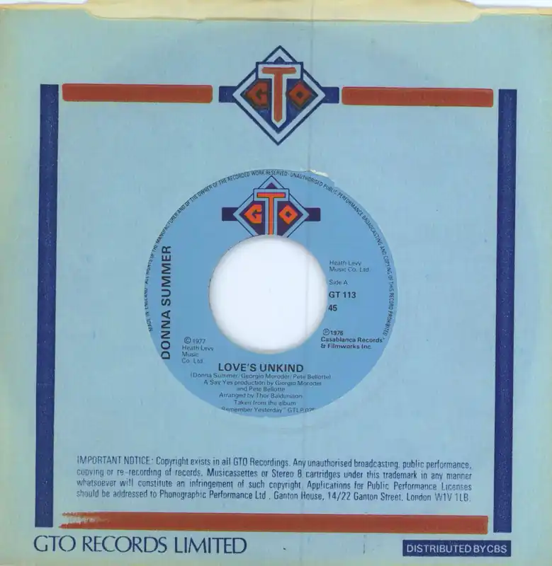 Popular Donna Summer Love's Unkind - Jukebox UK 7" vinyl
