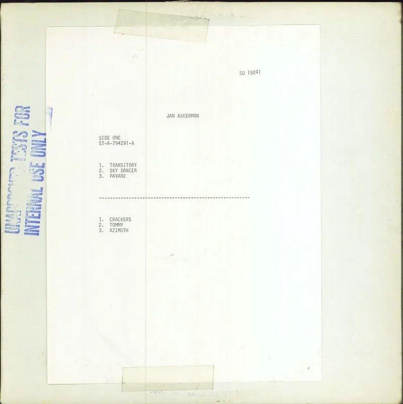 Jan Akkerman Live - Test Pressing US Vinyl LP Limited Offer