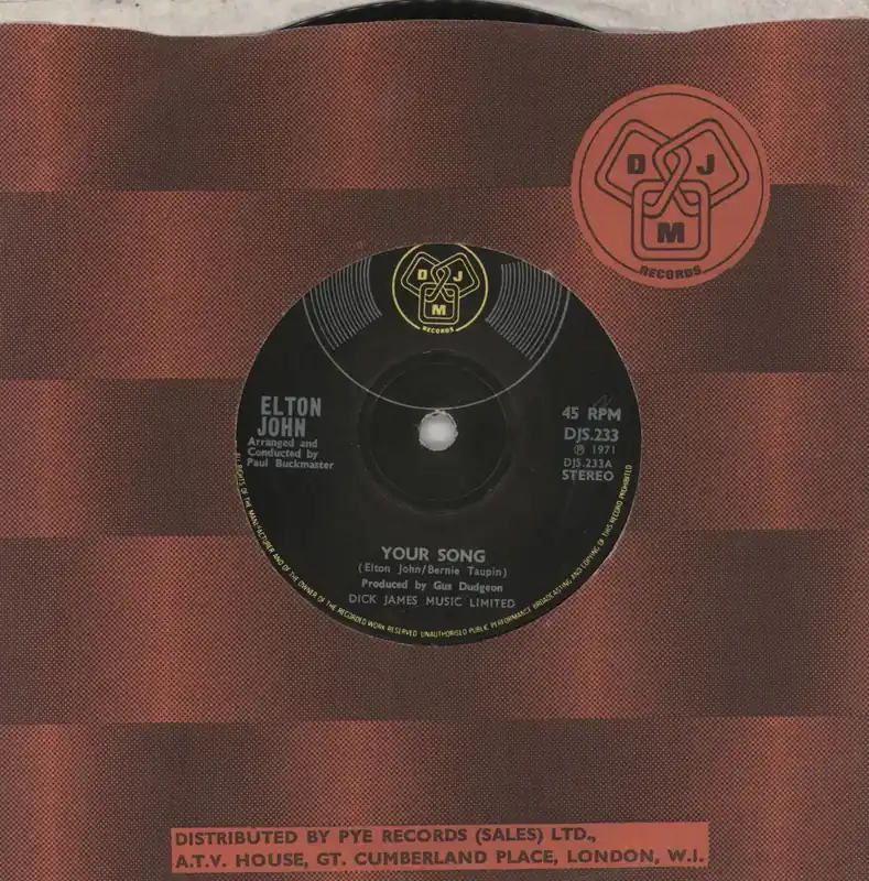 Latest Elton John Your Song UK 7" vinyl