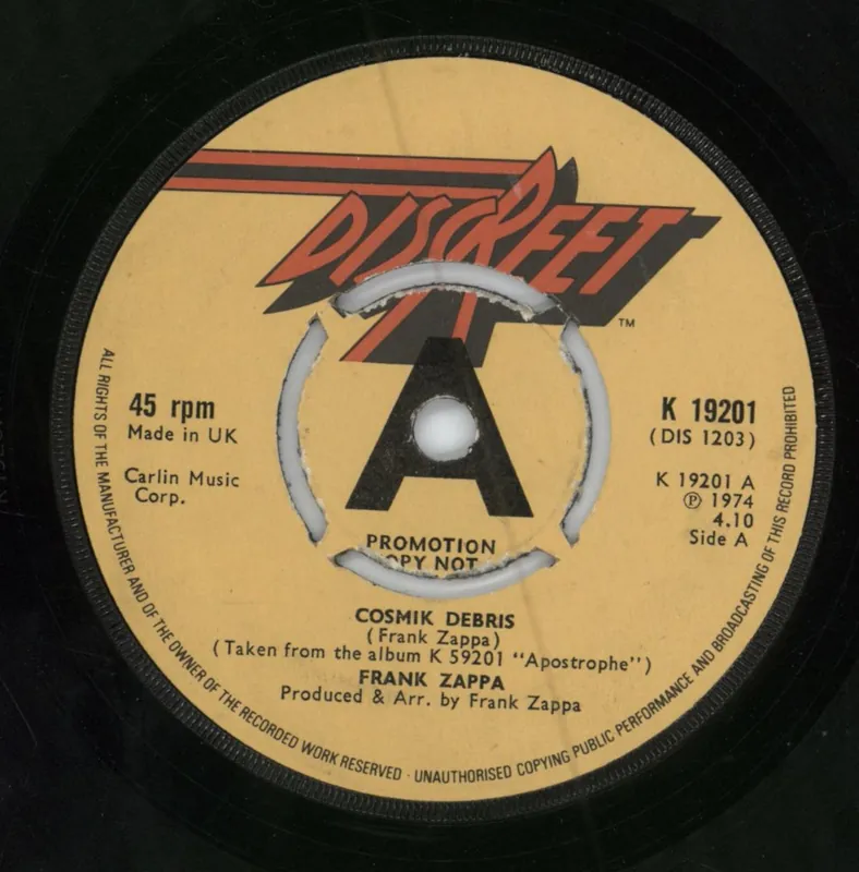 Direct From Manufacturer Frank Zappa Cosmic Debris - A Label UK Promo 7" vinyl
