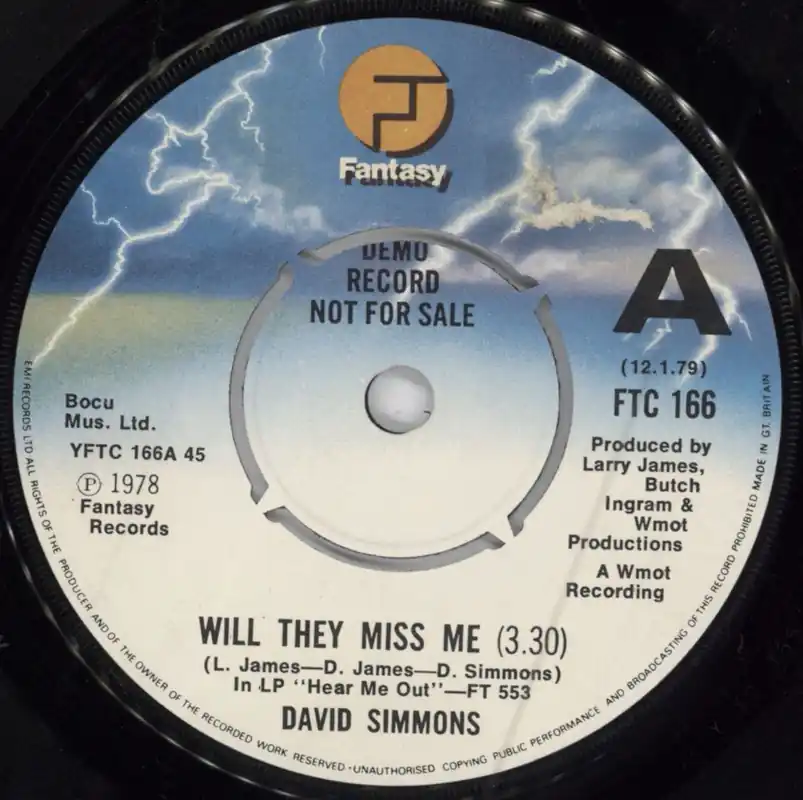 David Simmons Will They Miss Me UK Promo 7" vinyl Free Delivery