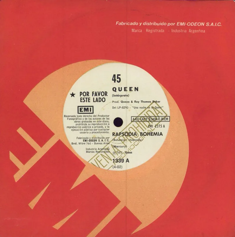 Queen Rapsodia Bohemia Argentinean Promo 7" vinyl Factory Price