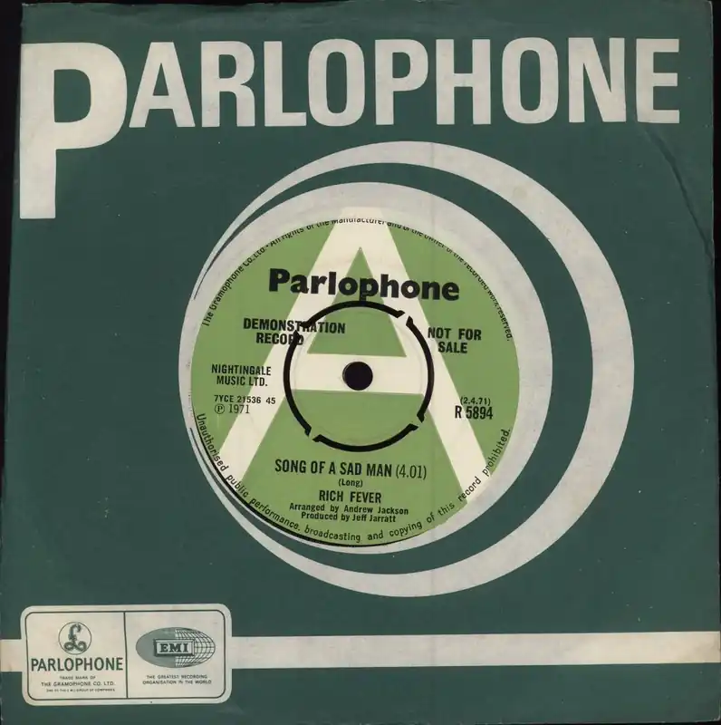 Rich Fever Song Of A Sad Man - A Label UK Promo 7" vinyl Certified