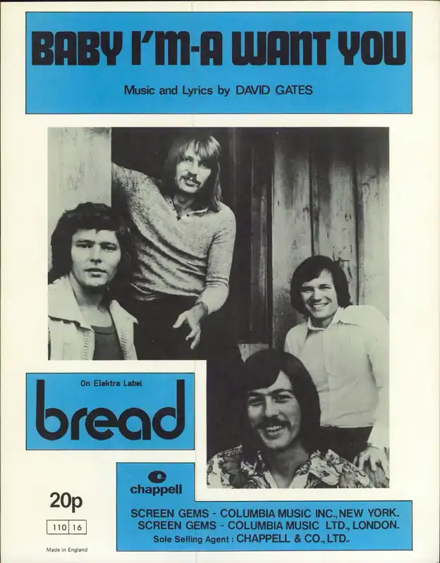 Bread Baby I'm-A Want You UK Sheet music Budget