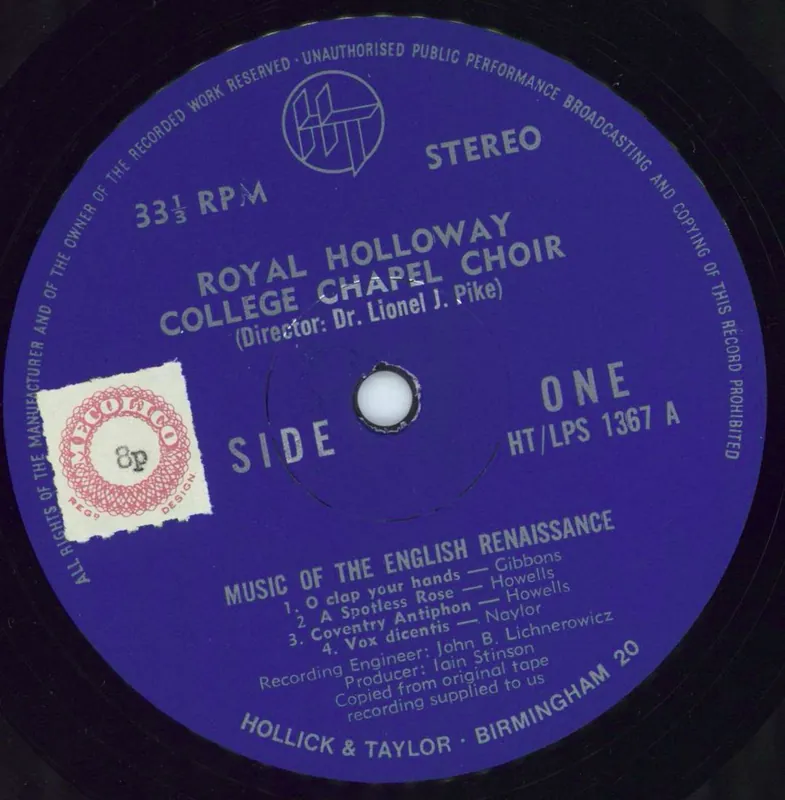 Hot Deal Royal Holloway College Music Of The English Renaissance UK Vinyl LP
