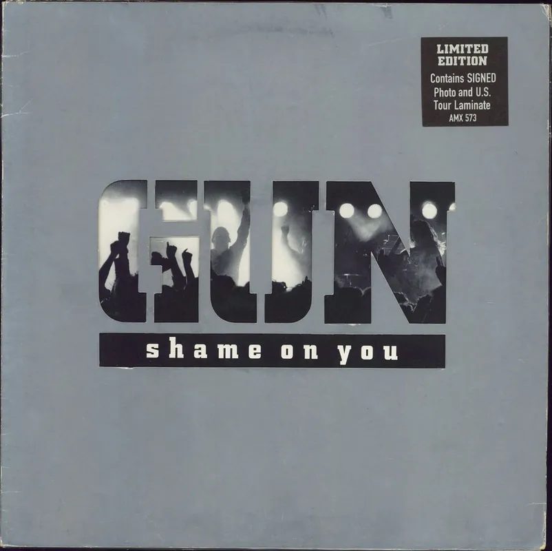 Gun (80s) Shame On You - Complete + Autographed - VG Sleeve UK 12" vinyl Fan Favorite