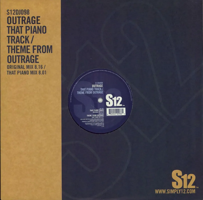 Outrage That Piano Track / Theme From Outrage UK 12" vinyl Premium