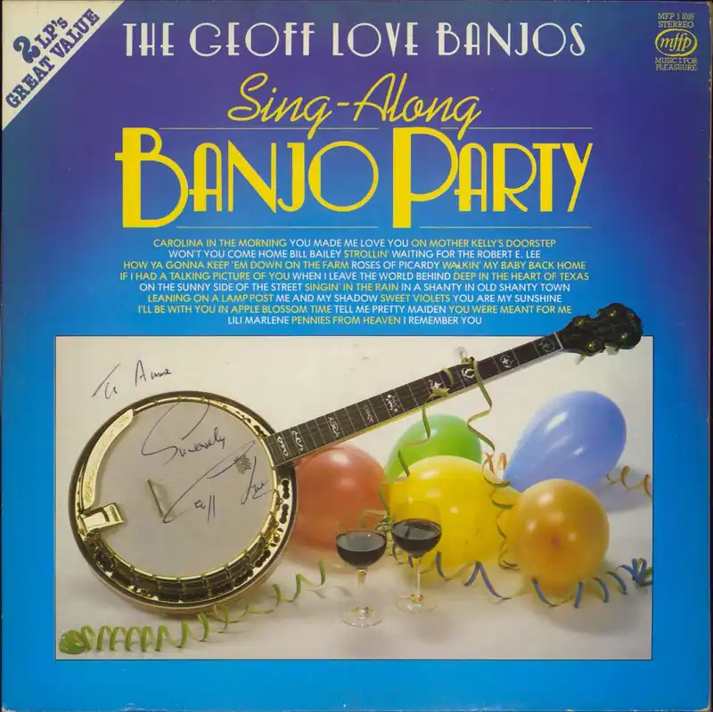 Clearance Geoff Love Sing-Along Banjo Party - Autographed UK 2-LP vinyl set