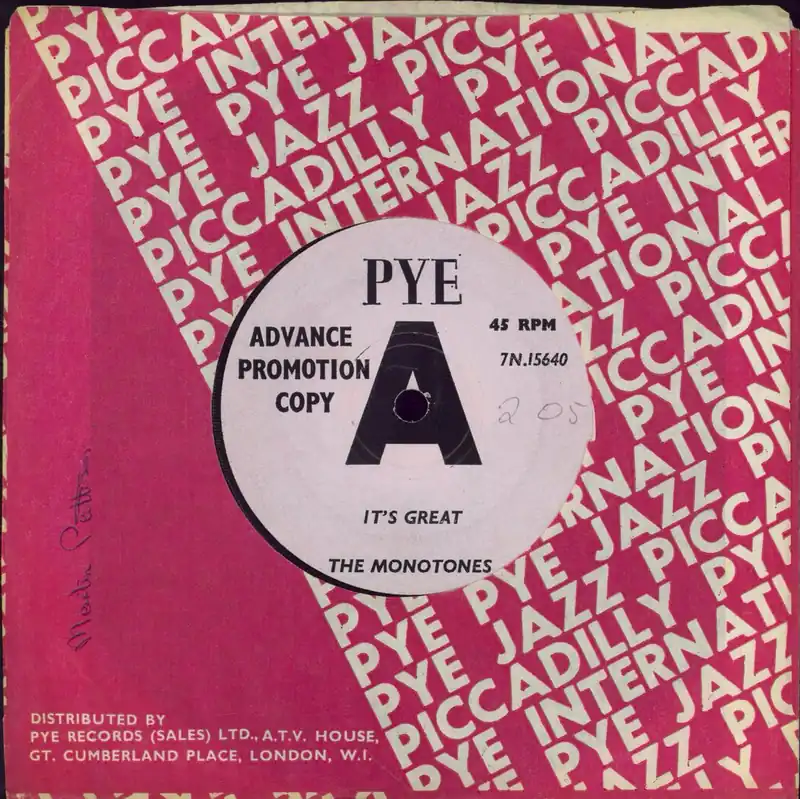 Hot Deal The Monotones [UK] It's Great UK 7" vinyl