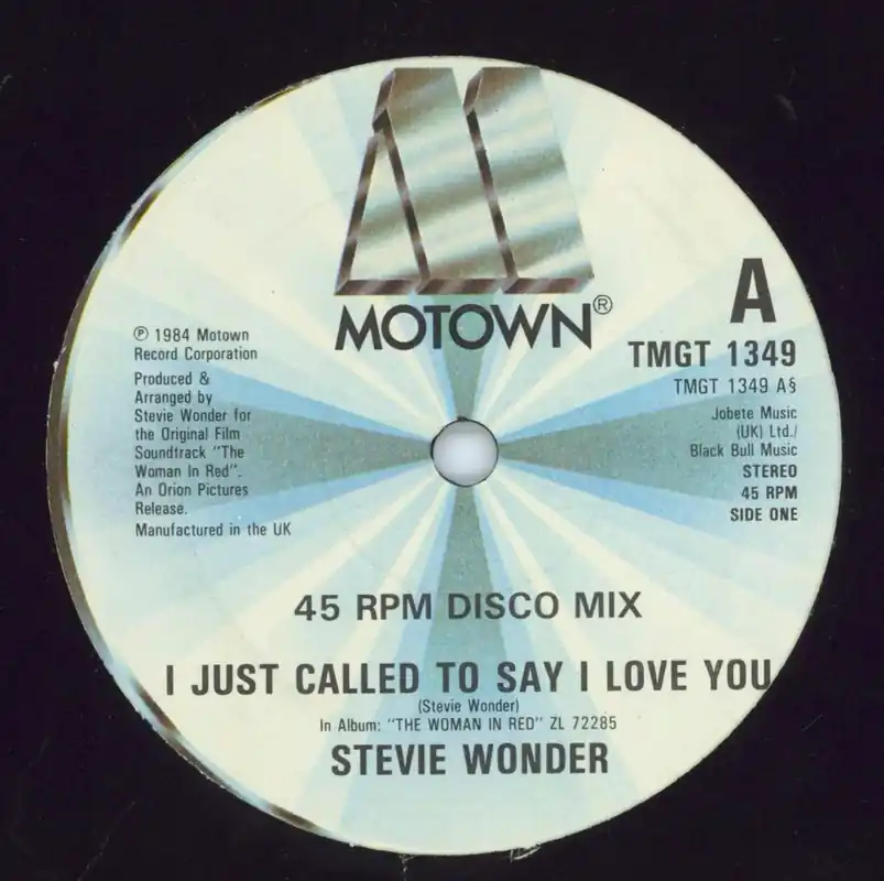 Time-Limited Stevie Wonder I Just Called To Say I Love You UK 12" vinyl