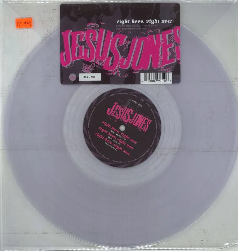 Jesus Jones Right Here Right Now - RSD 2021 - Clear Vinyl UK 12" vinyl Today Only