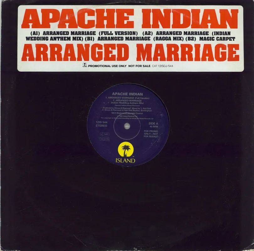 Apache Indian Arranged Marriage UK Promo 12" vinyl Professional Grade