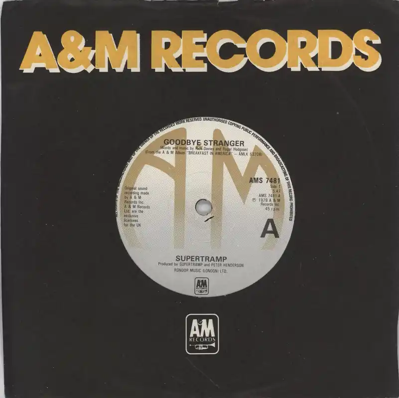 Supertramp Goodbye Stranger UK 7" vinyl One Day Deal