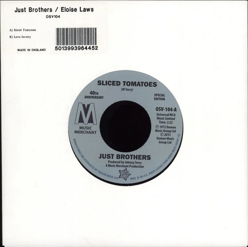 Just Brothers Sliced Tomatoes UK 7" vinyl Buy Today