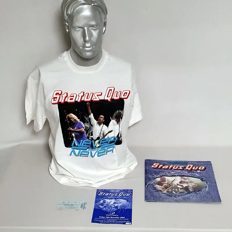 Status Quo Never Say Never + Ticket Stub, Flyer & T-Shirt UK Tour programme Cheap