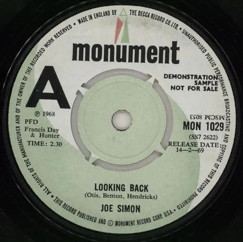 Joe Simon Looking Back - 'A' Label UK Promo 7" vinyl Fast Shipping