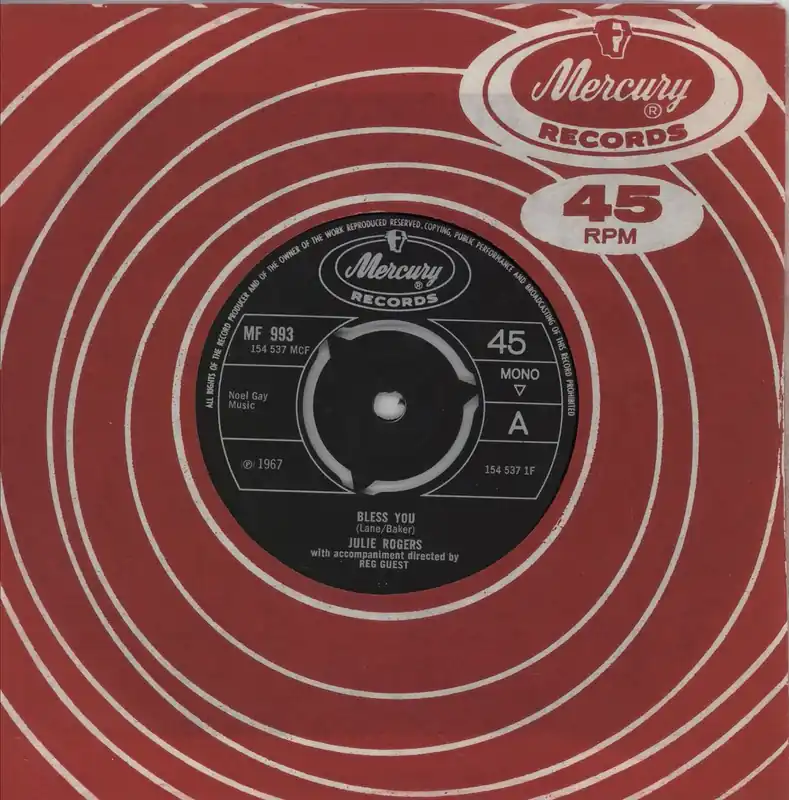 Julie Rogers Bless You UK 7" vinyl Viral