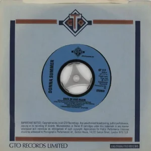 New Arrival Donna Summer Back In Love Again - Wide Centre Injection Label UK 7" vinyl