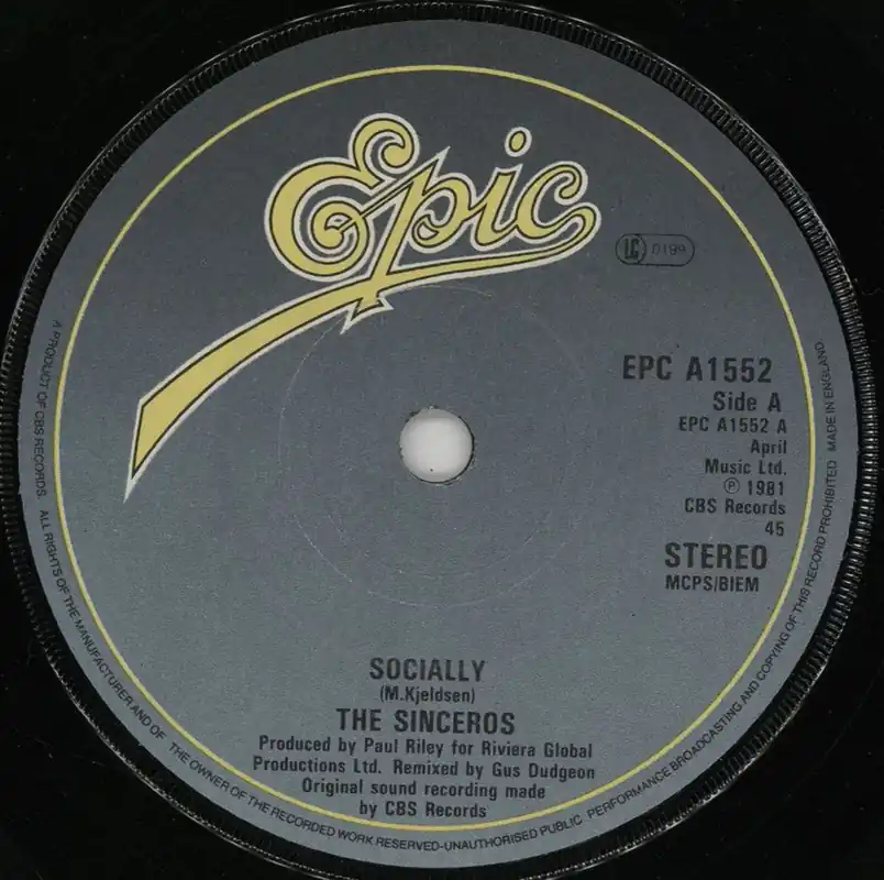 The Sinceros Socially UK Promo 7" vinyl Fresh Stock