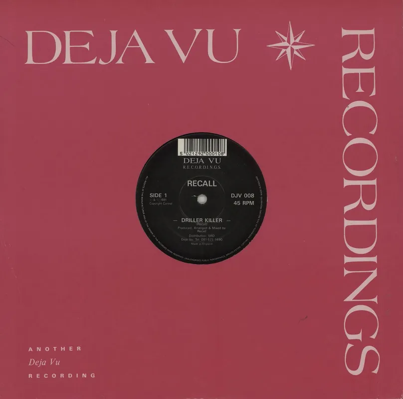 Recall Driller Killer UK 12" vinyl Hot Deal