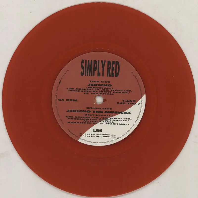 Simply Red Jericho - RED vinyl UK 7" vinyl Affordable