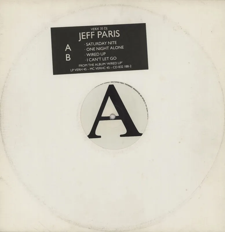 Final Sale Jeff Paris Wired Up US 12" vinyl