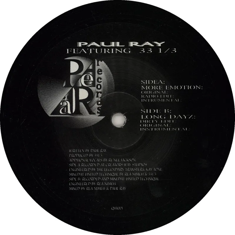 Paul Ray More Emotion/ Long Dayz US 12" vinyl Next Day Delivery