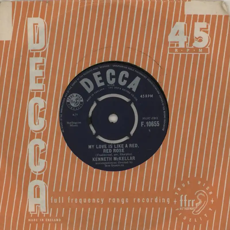 Kenneth McKellar My Love Is Like A Red Red Rose - 3rd UK 7" vinyl Certified