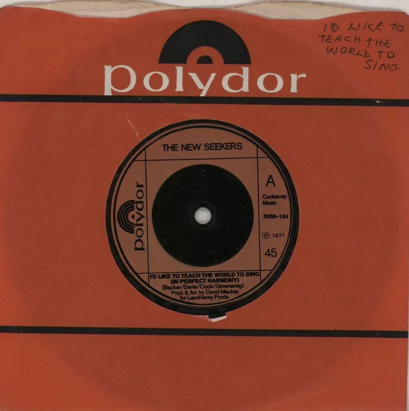 The New Seekers I'd Like To Teach The World To Sing - Inj UK 7" vinyl New Release