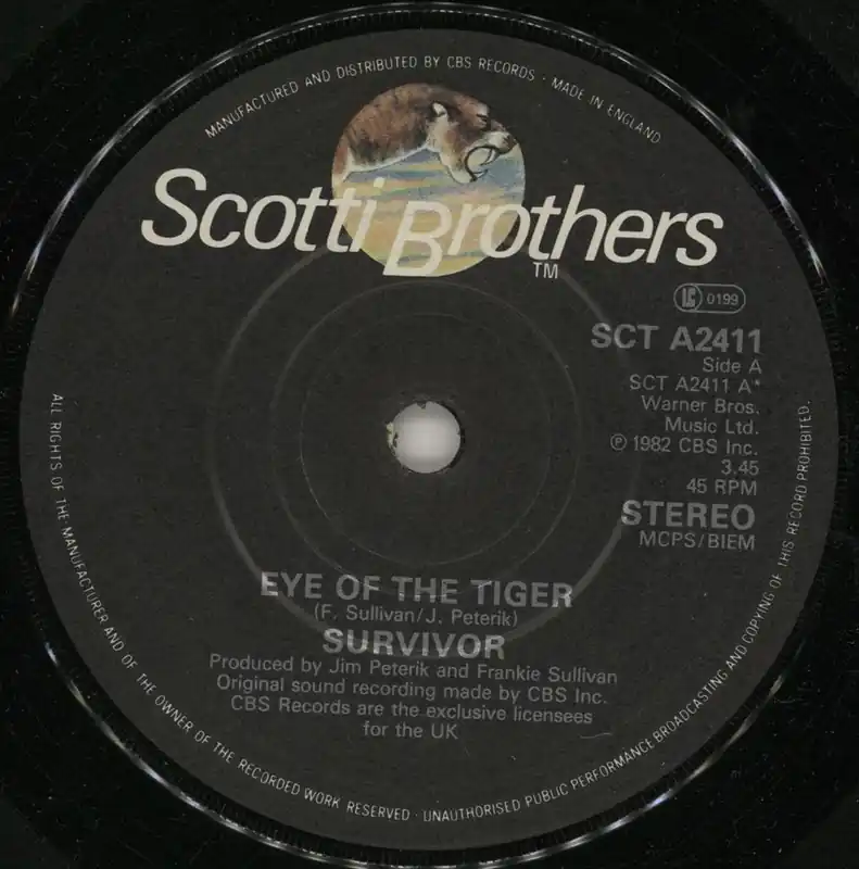 Survivor Eye Of The Tiger - Solid UK 7" vinyl Viral
