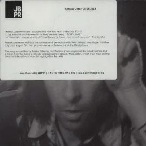 Primal Scream Invisible City UK Promo CD album Warranty Included