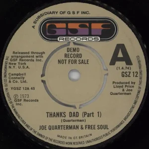 Joe Quarterman Thanks Dad UK Promo 7" vinyl Trusted Brand
