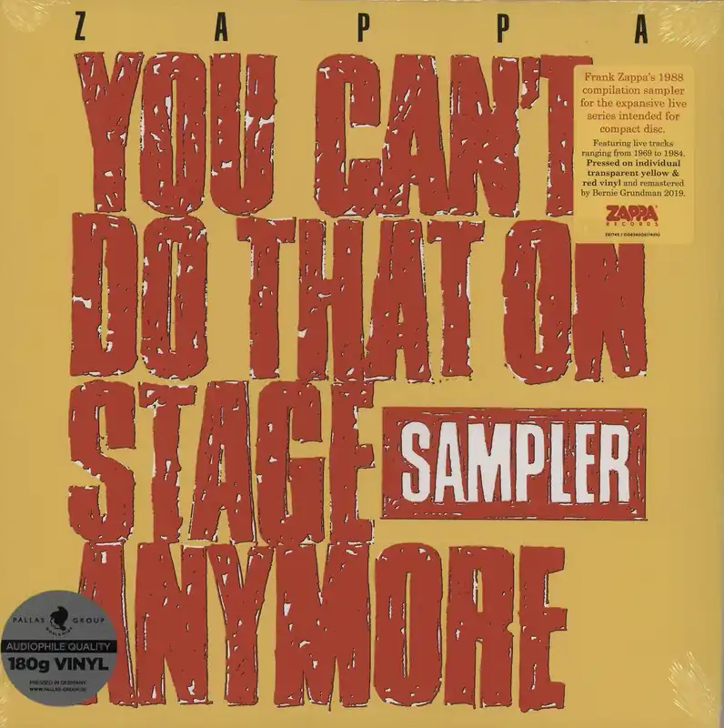 Frank Zappa You Can't Do That On Stage Anymore Sampler - 180gm - Sealed German 2-LP vinyl set Must Have