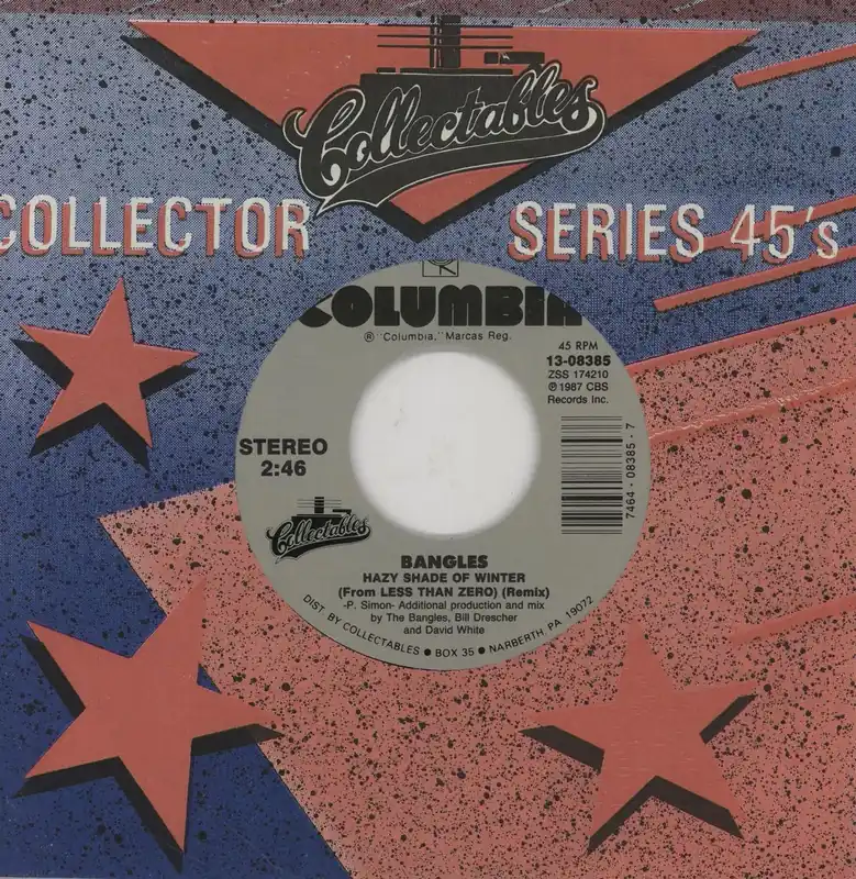 Seasonal Sale The Bangles Hazy Shade Of Winter US 7" vinyl