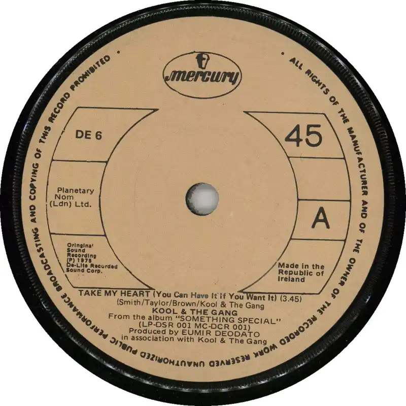 Kool & The Gang Take My Heart Irish 7" vinyl Exclusive Offer