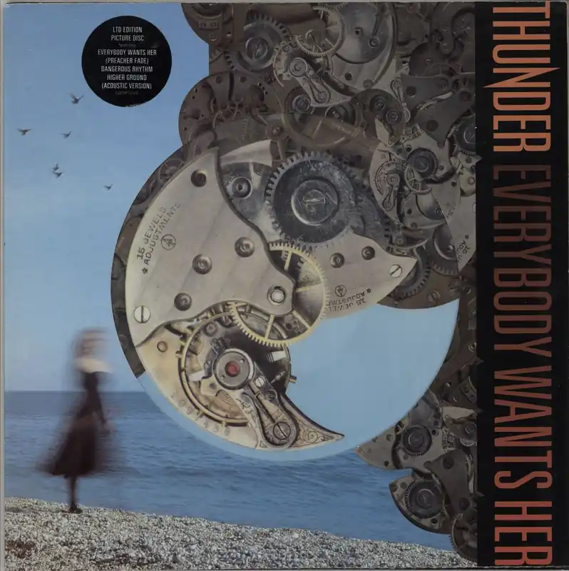 Thunder Everybody Wants Her - Stickered sleeve UK 12" picture disc Fresh Stock