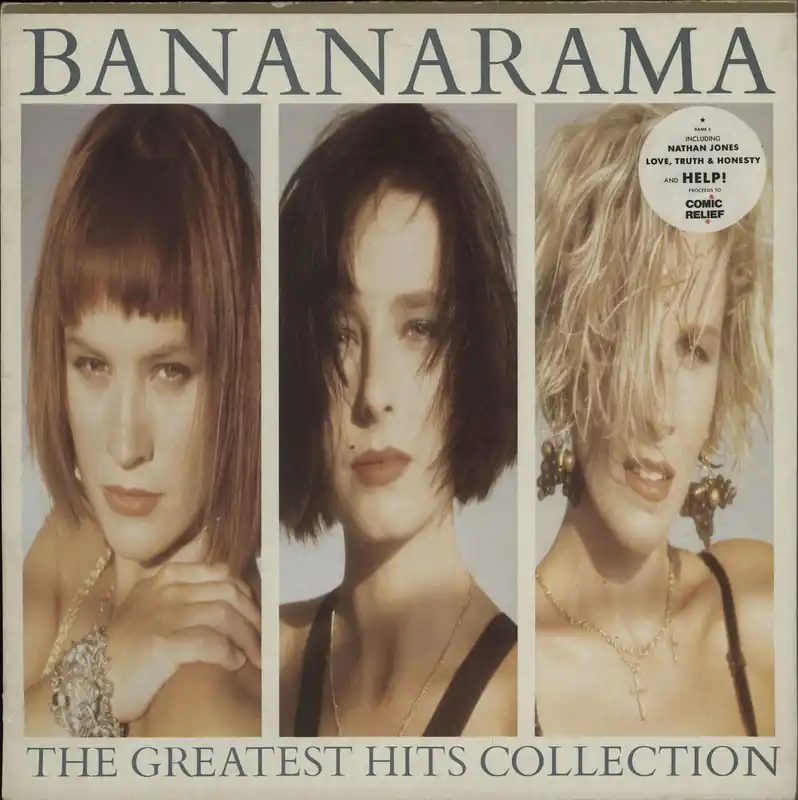 High Quality Bananarama The Greatest Hits Collection - Comic Relief Sticker UK Vinyl LP