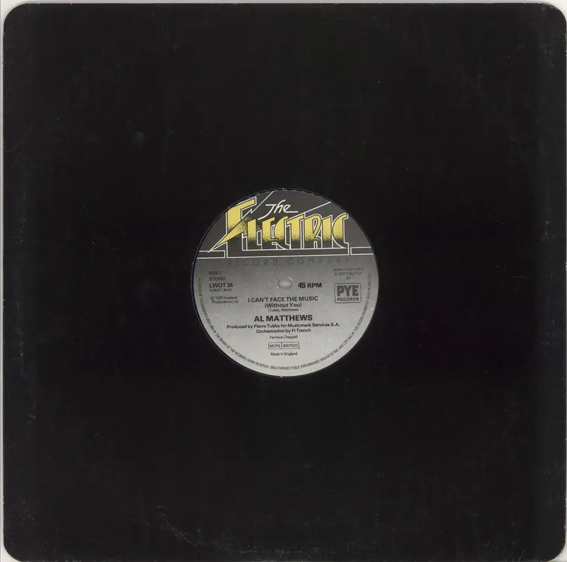 Big Sale Al Matthews I Can't Face The Music (Without You) - Blue Vinyl UK 12" vinyl