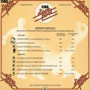 Authentic CBS Records Instant Replays UK Promo Vinyl LP