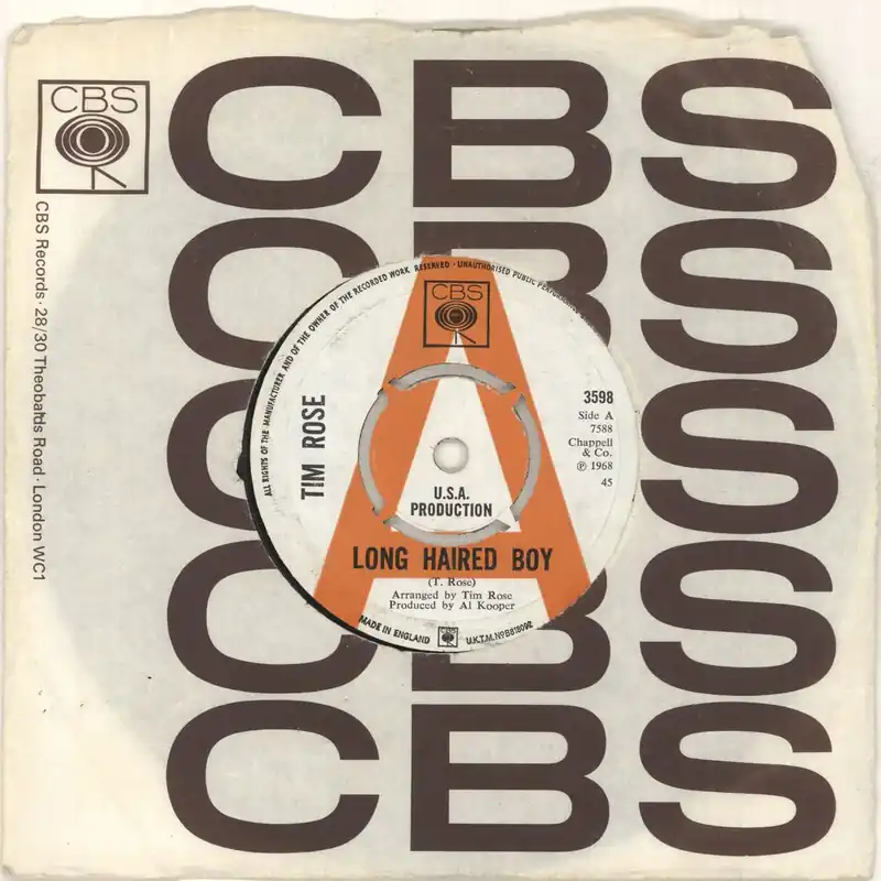 Tim Rose Long-Haired Boy - 'A' label UK Promo 7" vinyl Markdown