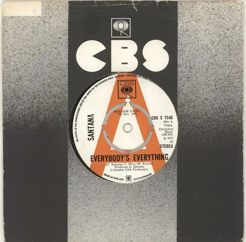 Seasonal Sale Santana Everybody's Everything - A Label UK Promo 7" vinyl