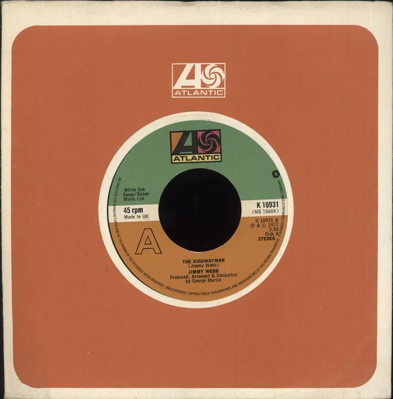 Save Now Jimmy Webb The Highwayman UK 7" vinyl