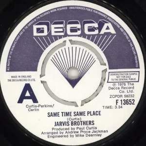 Jarvis Brothers Same Time Same Place - A Label UK Promo 7" vinyl Mega Sale
