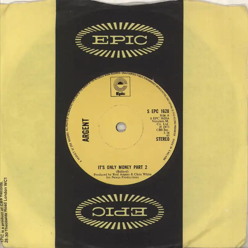 Argent It's Only Money Part 2 - Solid Centre UK 7" vinyl Weekend Sale