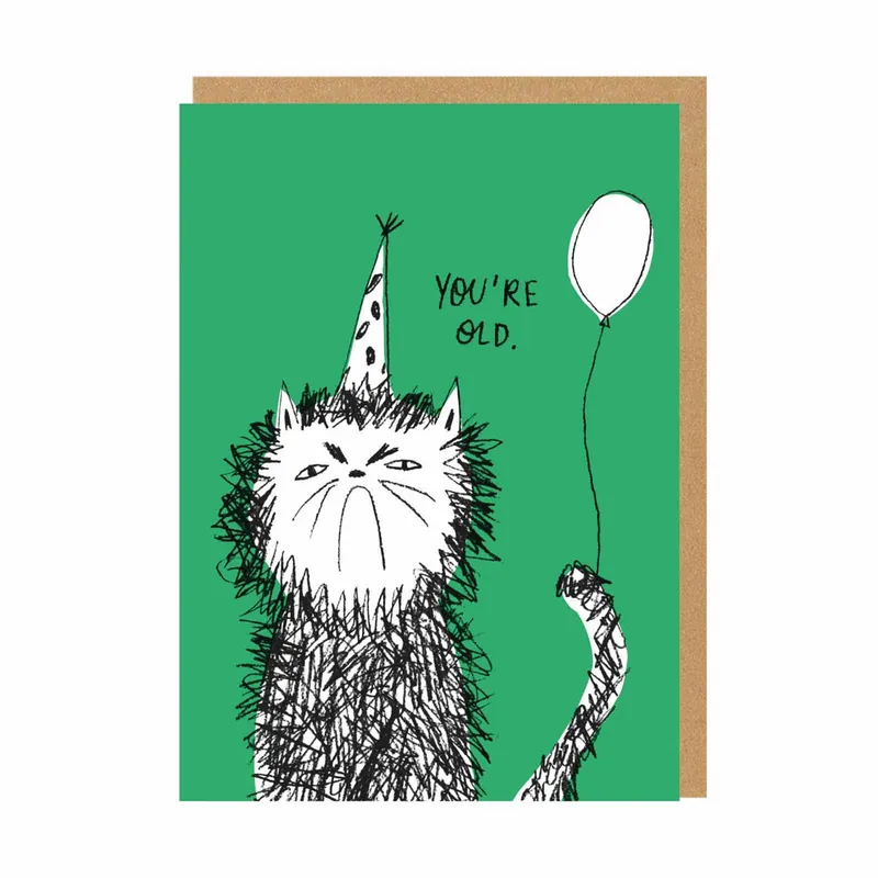 Ohh Deer Cards - You're Old Cat Birthday Card &ndash; Sonic Boom Records Fresh Stock