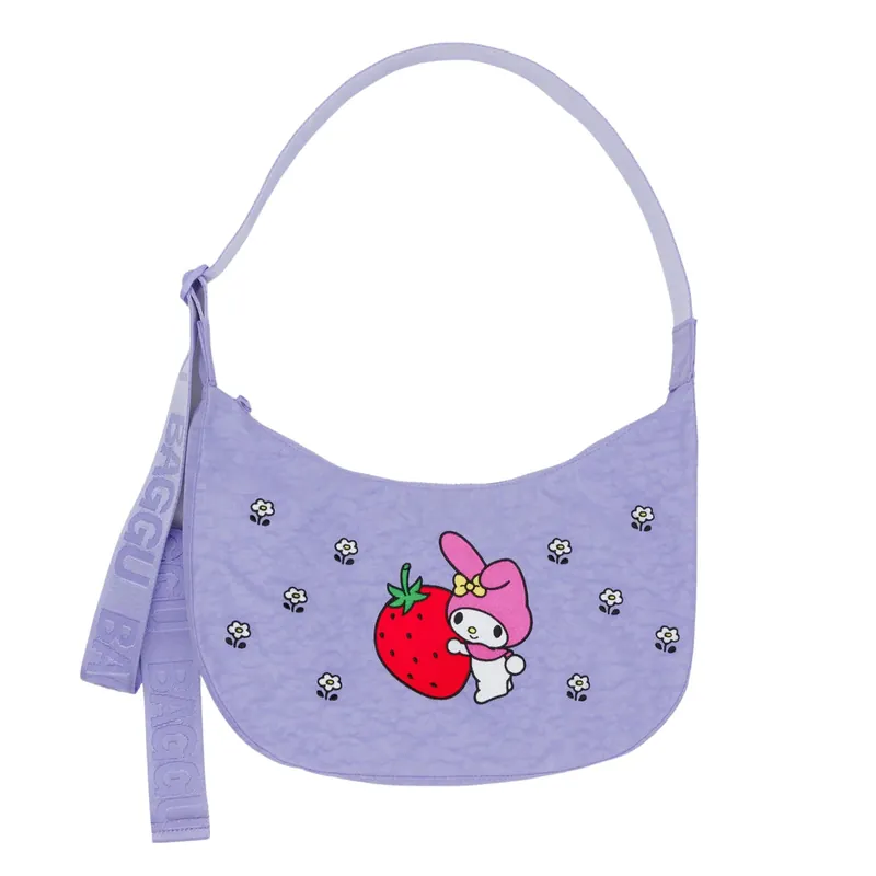 Baggu - Embroidered My Melody Strawberry Medium Crescent Bag &ndash; Sonic Boom Records Today Only
